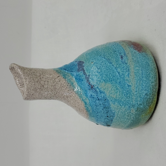Raku art pottery handmade  5” bud vase - Picture 5 of 9